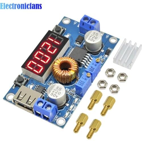 DC-DC 5A Digital LED Drive Lithum Battery Charger Module CC/CV USB Step Down Buck Converter With Voltmeter Ammeter