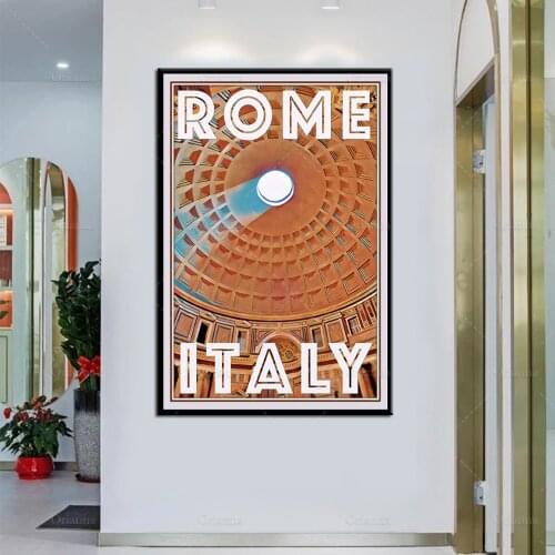 Retro Vintage Style Travel Poster Rome Italy Oil Painting Posters and Prints on Canvas Wall Art Modular Pictures Home Decoration
