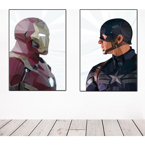 Self-adhesive Wall Sticker Marvel Superhero Character Poster Iron Man Captain America Minimalist Wall Art Boy Room Decoration
