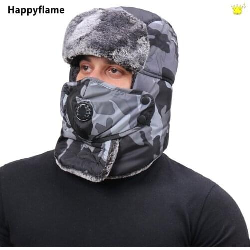 New Arrive Camouflage Waterproof Ski Masks Mens Army Military Russian Ushanka Hat Winter Warm Bomber Hats Pilot Faux Fur Earflap