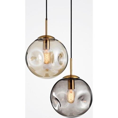 Nordic Minimalist LED Pendant Lamp Creative Personality Concave-convex Glass Bedroom Bedside Living Room Bedsidell Hanging Light