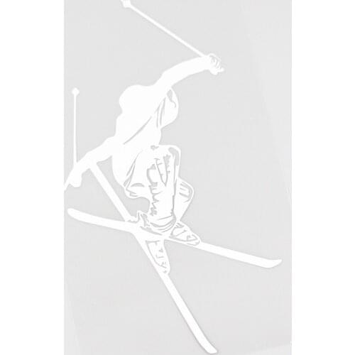 Skier Mural Winter Games Skiing Decal Vinyl Car Sticker Cover Scratches Waterproof Window Windshield Accessories Black/Silver