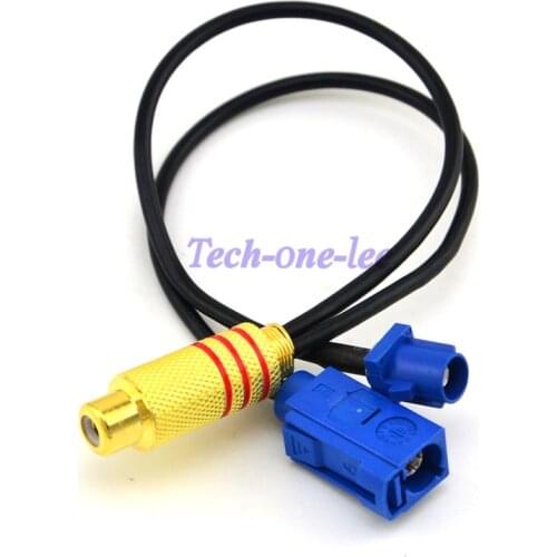 50 piece/lot Fakra C Plug Male and Female to RCA Female 2 in 1 Extension Cable RG174 20cm Pigtail
