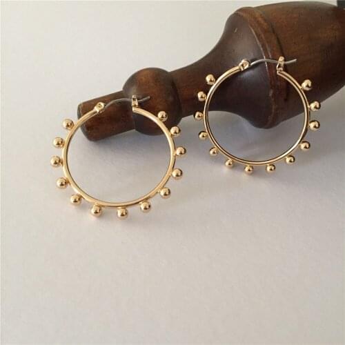 Unique Small Ball Around Hoop Earrings For Women Girl Vintage Special Shape Medium Size Earrings High Quality New Trend