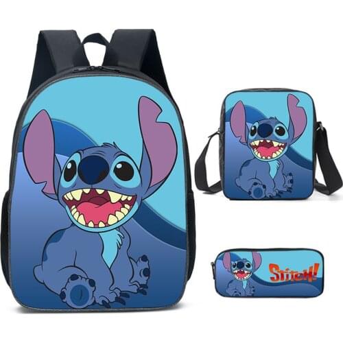 Disney Cartoon Lilo and Stitch Backpack for Boys Girls Anime 3D Waterproof Kids School Bag Pencil Case Set Students Backpacks