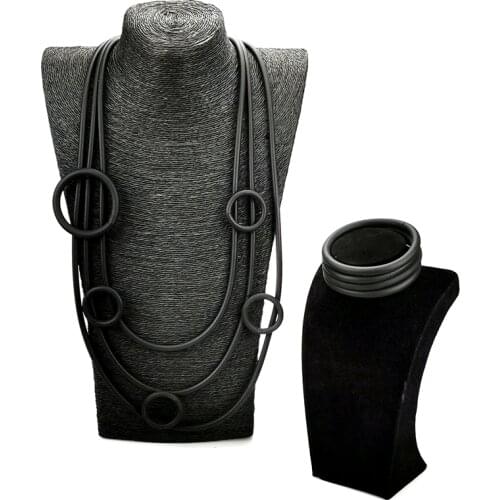 UKEBAY New Women Jewelry Set Ladies Fashion Rubber Necklace And Bracelets Handmade Necklaces Gothic High Street Jewellery Sets