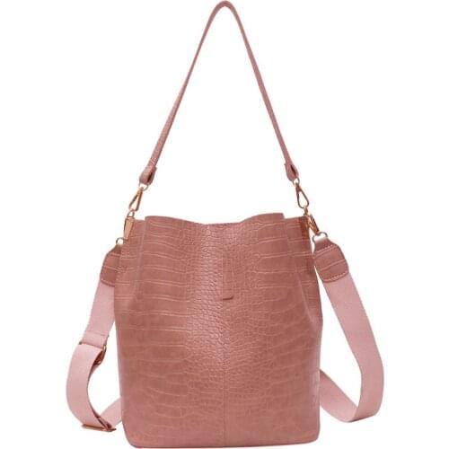 Female Luxury Pu Leather Messenger Handbag Fashion Crocodile Crossbody Bucket Bag for Women Large Capacity Designer Shoulder Bag