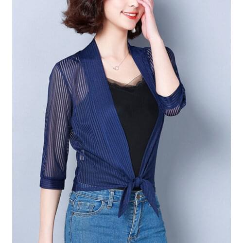 Mesh Short Shawl Female 2021 New Spring And Summer Hollow Cardigan Thin Coat Wild Air Conditioner Shirt Tops Blouse M04