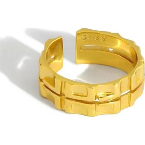 Sole Memory Double-layer Geometric Smooth Shiny Cute 925 Sterling Silver Female Resizable Opening Rings SRI929