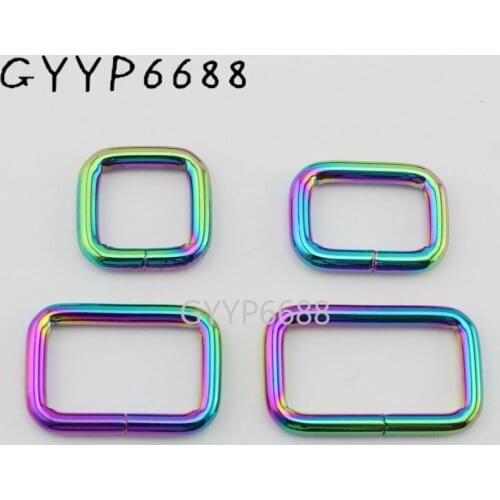 10-30-100pcs 6 size 13-16-20-26-33-38mm Rainbow round edge alloy non welded bag buckle,rectangule ring fashoion trend metals