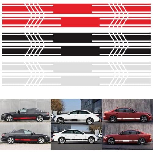 2PCS Car Side Stripes Side Stripe Skirts Graphics Vinyl Sticker Decals Racing Sport Car Stickers Auto Body DIY Car Accessories