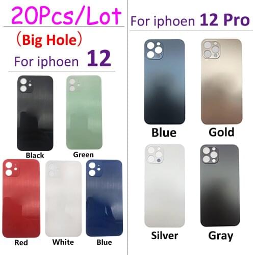 20Pcs/Lot,Big Hole For Iphone 12 Pro Battery Back Cover Glass Rear Door Replacement Housing
