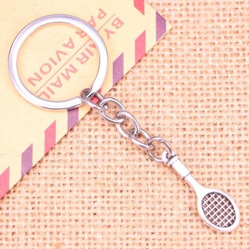 20pcs New Fashion Keychain 29x10mm tennis racket Pendants DIY Men Jewelry Car Key Chain Ring Holder Souvenir For Gift
