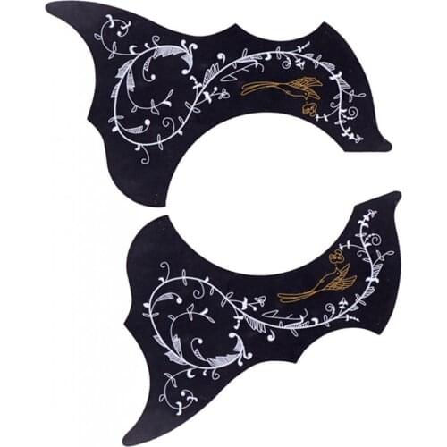 2x Hummingbird Shape Acoustic Guitar Self-adhesive Pickguard for Acoustic Guitar, Black