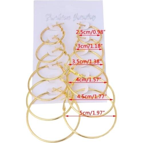 6 pairs/set Vintage Dangle big circle hoop earrings Women Steampunk ear clips-W128 models are available