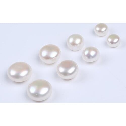 8-15mm white button shape freshwater loose pearls in pairs earrings