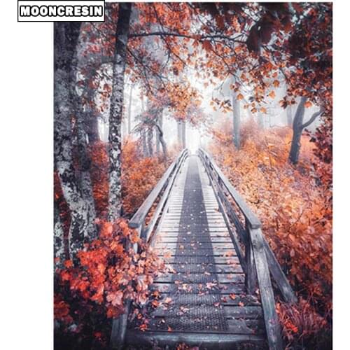 New Diy Diamond Embroidery Maple Leaves and Bridges Diamond Painting Full Square Paint With Diamonds Home Decoration Accessories