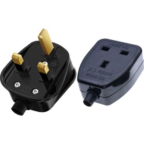 White Black BS1363 Removable UK Fused Adaptor Wiring Plug British Switch Cable Connector Assembly Power Cord Convert Socket 13A
