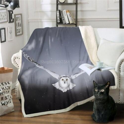 Animal Nighthawk Blankets 3D Print Owl Thicken Child Adult Quilt For Beds Home Living Portable Drop Shipping Throws Blanket