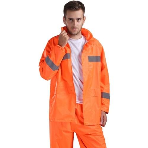 Yellow rain clothes Adult Men Raincoat Rain Pants Reflective Stripe Waterproof Motorcycle Rain Jacket Yellow Coat Women