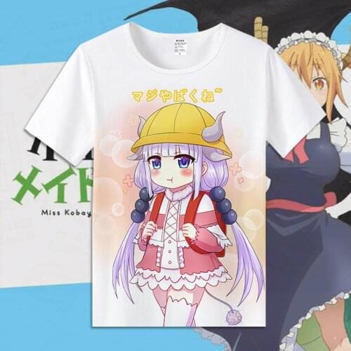 Kobayashi san Kobayashi-san Chi no Maid Dragon Kanna t-shirt Anime Men student cotton tops