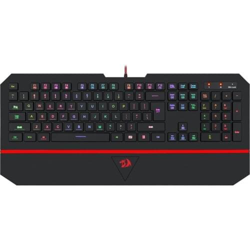 Redragon K502 RGB Gaming Keyboard RGB LED Backlit Illuminated 104 Key Silent Keyboard with Wrist Rest for Windows PC Games
