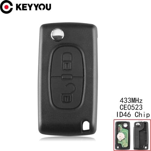 KEYYOU 2 Buttons Flip Remote Key CE0523 For Peugeot 306 407 807 Partner VA2 Blade 433Mhz PCF7941 Electronic Circuit Board