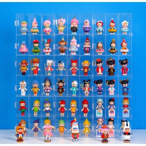 New Arrival Fashion 6 slots Toys Storage Box With Door Clear Jewelry Showing Box PVC High Quality 20*6*20cm