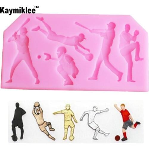 M2064 New Ball Games Silicone Mold Cake Decorating Tools Basketball Baseball Football Sports Cake Candy Border Mold Tool