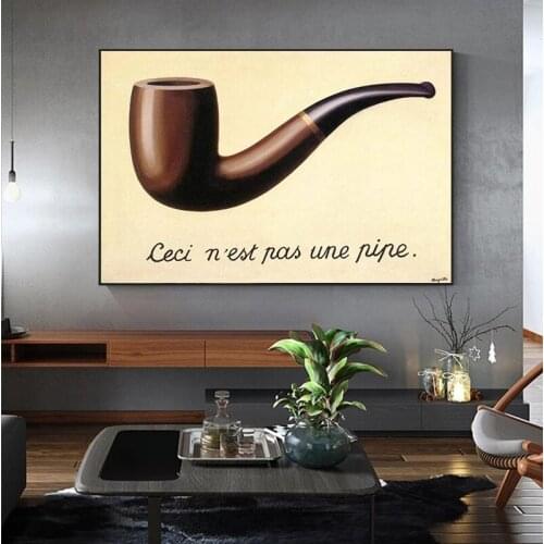 Magritte Most Famous Painting This Is Not A Pipe Canvas Painting Posters and Prints Wall Art for Living Room Home Decoration