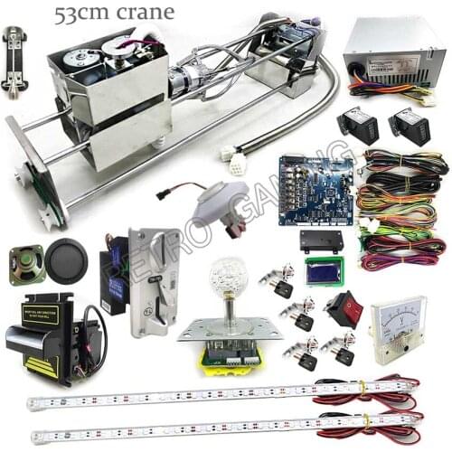 Mini Arcade Toy / Candy Crane Game Machine DIY Kit Claw Game Board With 53CM Stainless Claw Gantry Coin Acceptor LED joystick