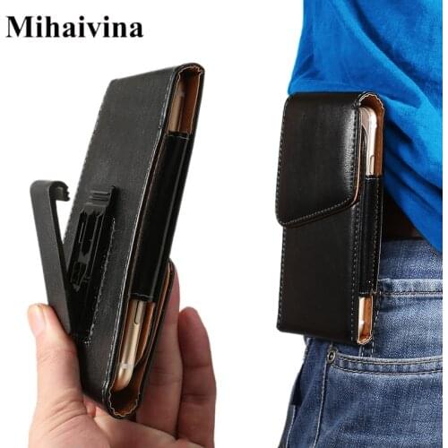 Mihaivin Leather Men Waist Pack Vertical Fanny Pack Bag Outdoor Waist Belt Bag Portable Zip Coin Purse Phone Bag Male Bum Bags