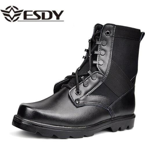 Men Military Combat Boots Steel Toe Leather Black Tactical Army Boots Mens Work Safety Desert Shoes