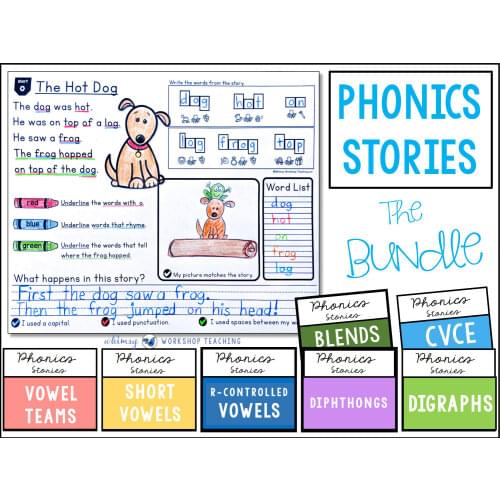 Phonics Stories Reading and Writing BUNDLE learning English Short Stories, Phonics Homeschool PDF electronic file