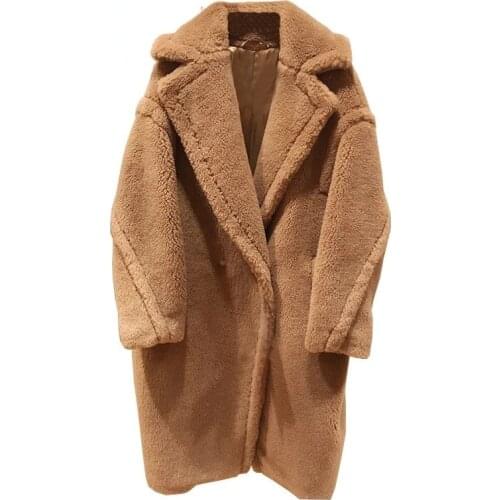 Aorice 2020 new women fashion real sheep fur over coat girl leisure solid teddy color jacket over size parkas ct817