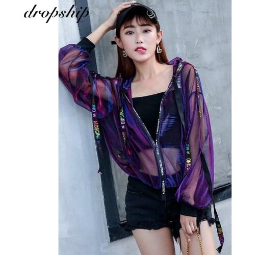 Coat Women Jackets Harajuku Coats And Jacket Streetwear Windbreaker 2019 Loose Ribbon Baseball Uniform Sun Summer