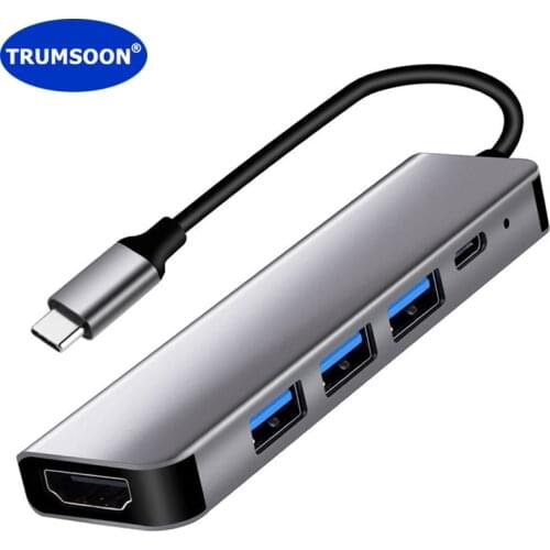 TRUMSOON Type C to HDMI-compatible 4K USB 3.0 C SD TF Card Reader Adapter for Macbook Huawei Mate30 Samsung S9 Dex Xiaomi 10 TV