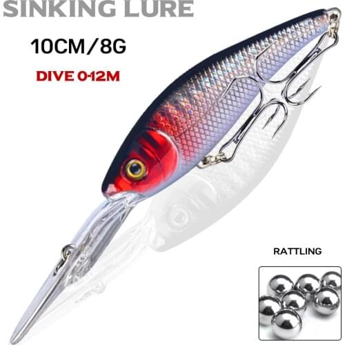 Deep Diving Minnow 10cm 9g Hard Artificial Bait Fishing Lure Bass Wobblers Crankbaits 6# Hooks Peche Carp Lures Winter