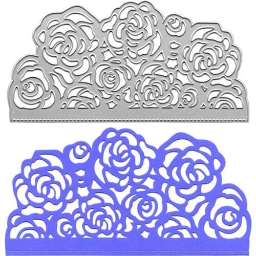 Scrapbooking Stamps And Dies Rose Lace Border Background Metal Cutting Die Embossing Craft for Album Paper Card Making Decor