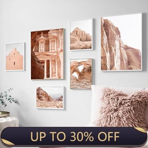 Nordic Posters And Prints Ancient City Building Ruins Natural Stone Wall Art Canvas Painting Wall Pictures For Living Room Decor