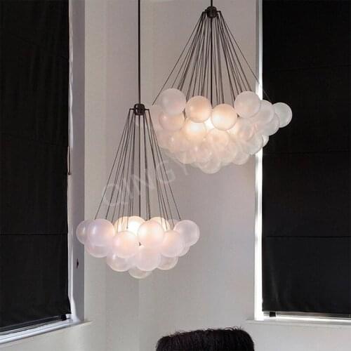 Frosted Glass Ball Led Chandelier Kitchen Fixture Hanging Lights Restaurant Pendant Lamp Living Room Decoration Ceiling Lustre