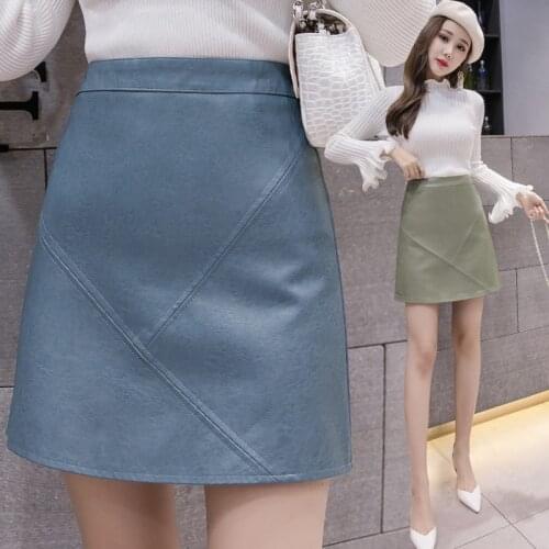 WWENN Short Skirts A-Line Women PU Skirt A-line High-waist Mini Skirts Ladies Elegant Casual 2021 Autumn Sexy Mini Skirts