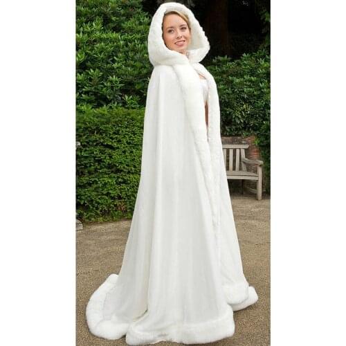 Women Faux Fur Collar Cape Ivory Jacket White Wedding Shawls Bridal Bolero Shrug