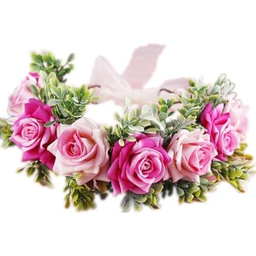 Women Lady Flowers Bohemian Headband Headwrap Elegant Rose Hairband Bridesmaid Wedding Birthday Beach Party Photo Props