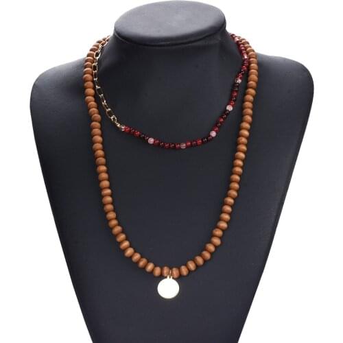 2021 New ZA Beads Choker Necklace Jewelry Women Fashion Stone Wooden Beaded Chains Necklaces Female Accessories