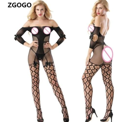 ZGOGO Sexy Lingerie black dobby spandex Strapless Body Suit hot women full bodystockings sexy underwear elastic teddy hose