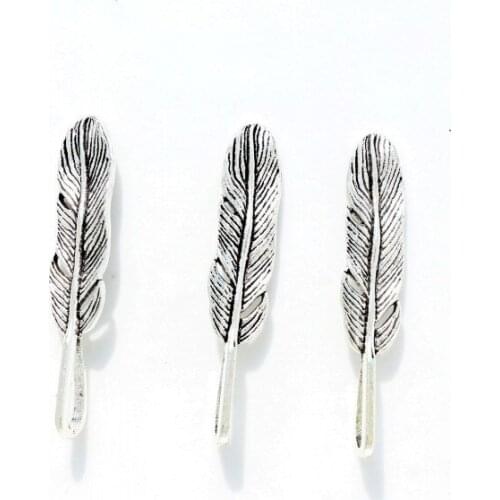 10PCS/lot 10*50MM silver Plated Zinc Alloy Leaves Charms Diy Findings Jewelry Accessories wholesale
