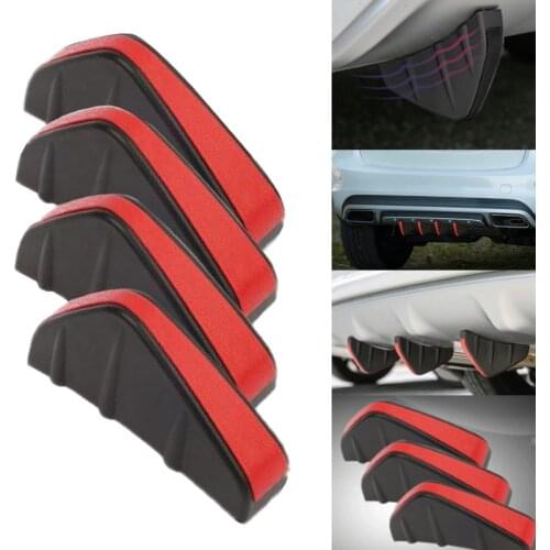 2019 Universal Auto Car Rear Bumper Cover Lip Diffuser 4 Shark Fins Spoiler
