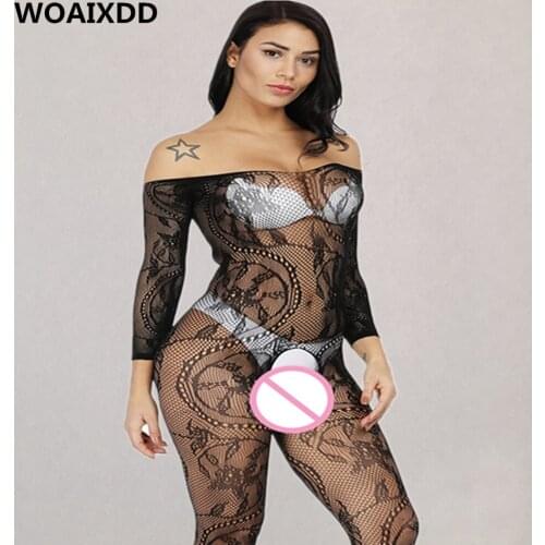 3 Styles Plus Size Sexy Open Crotch BodyStockings Women Printed Intimates Underwear Crotchless Erotic Fishnet Pajamas Lingerie