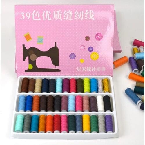 39roll/lot Mixed Color Polyester/cotton Sewing Thread Box Set DIY Sewing Kit for Hand Machine Needles Set Sewing Tools Kit E